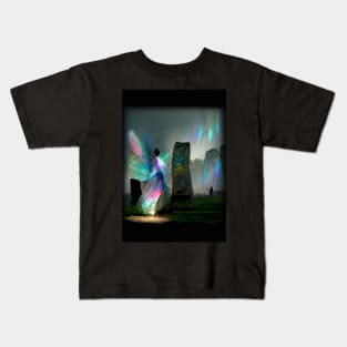 Iridescent energy fairy amongst ancient standing stones 1 Kids T-Shirt